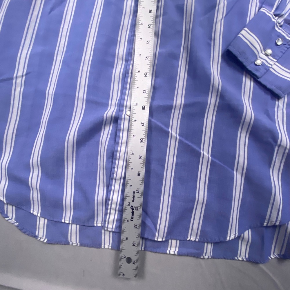 Ely Cattleman Western Shirt Mens 2XL Tall Blue White Striped Pearl Snap Country - Picture 4 of 8